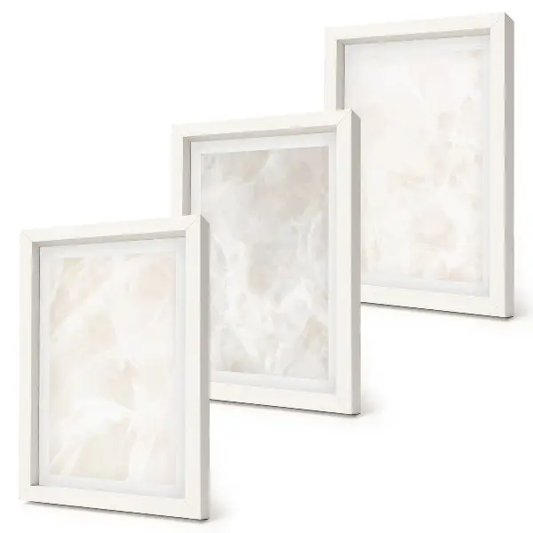 Photo frame wall with an elegant marble stone background texture