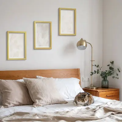 Photo frame wall with an elegant marble stone background texture