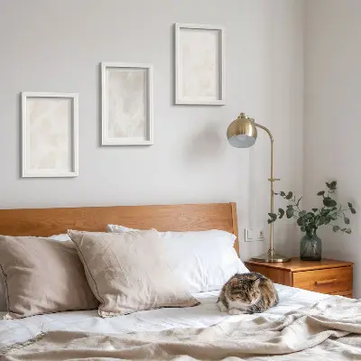 Photo frame wall with an elegant marble stone background texture