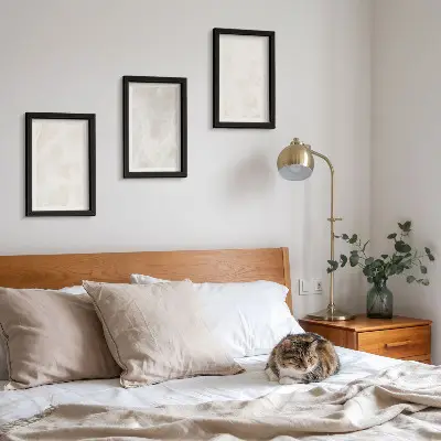 Photo frame wall with an elegant marble stone background texture