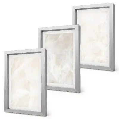 Photo frame wall with an elegant marble stone background texture