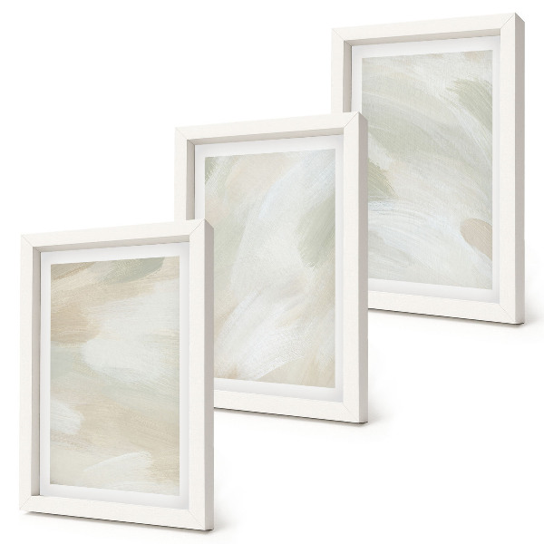 Framed triptych Bright abstract paints on canvas, delicate boho style