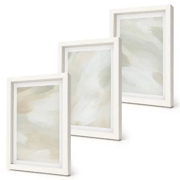Bright abstract canvas triptych delicate boho style framed art