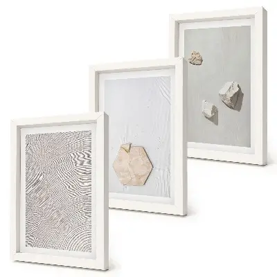 3-piece wall art set with light sand textures in a delicate boho style