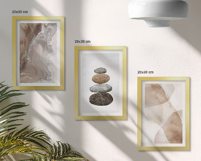 Framed triptych Abstract shapes painted structures in pastel colors