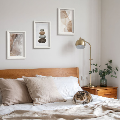 Framed triptych Abstract shapes painted structures in pastel colors