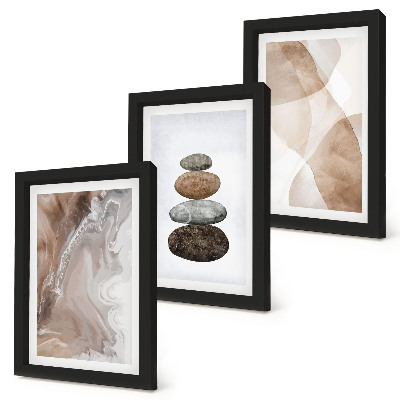 Framed triptych Abstract shapes painted structures in pastel colors