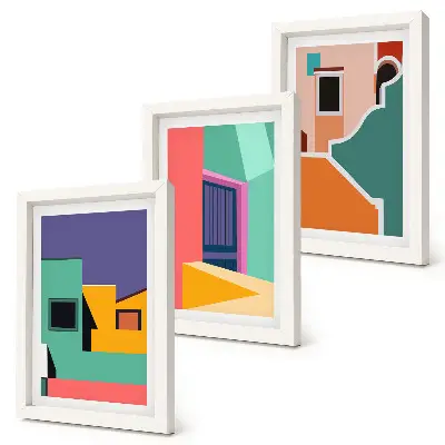 Photo frame wall Colorful illustrations of the city in a modern style