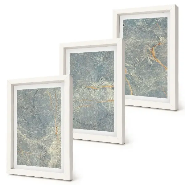 Green veined marble decorative stone structure framed triptych