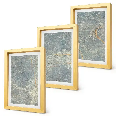 Green veined marble decorative stone structure framed triptych