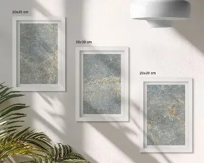 Green veined marble decorative stone structure framed triptych