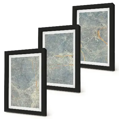 Green veined marble decorative stone structure framed triptych