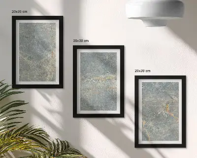 Green veined marble decorative stone structure framed triptych