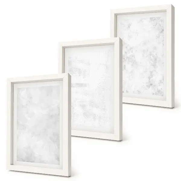 3-piece minimalist canvas wall art set featuring white spots on neutral backgrounds