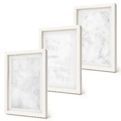 3-piece minimalist canvas wall art set featuring white spots on neutral backgrounds