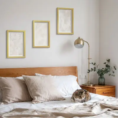 Photo frame wall in stone pastel structures of white marble