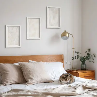 Photo frame wall in stone pastel structures of white marble