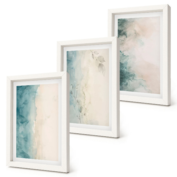 3-piece wall art set Spilled watercolors on canvas minimalist style