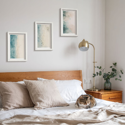 3-piece wall art set Spilled watercolors on canvas minimalist style