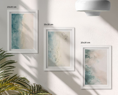 3-piece wall art set Spilled watercolors on canvas minimalist style