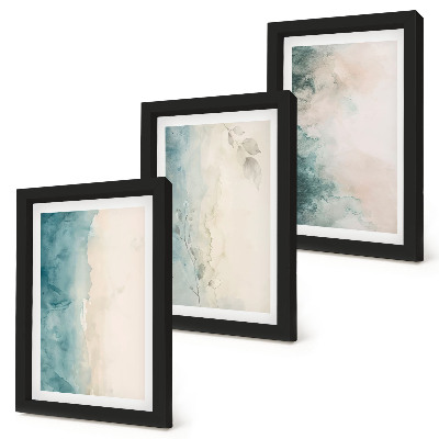 3-piece wall art set Spilled watercolors on canvas minimalist style