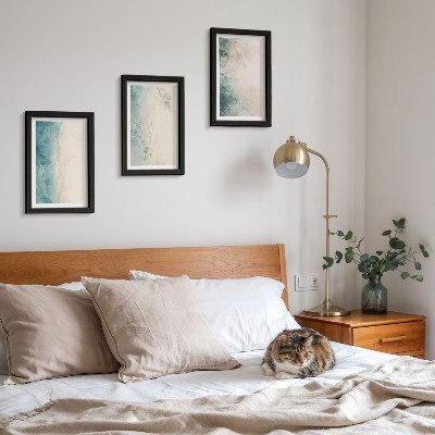 3-piece wall art set Spilled watercolors on canvas minimalist style