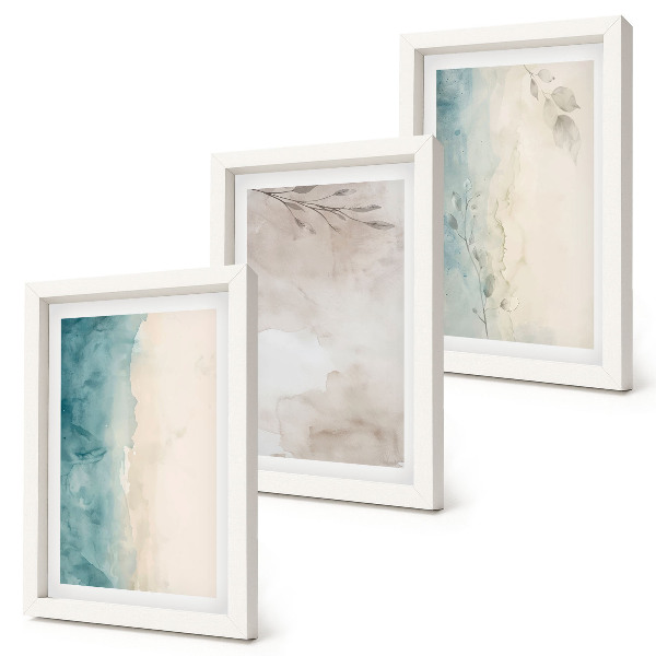 Framed triptych Subtle watercolor painterly texture