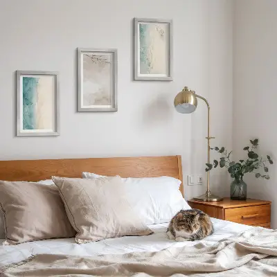 Subtle watercolor painterly texture framed triptych