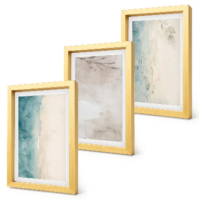 Framed triptych Subtle watercolor painterly texture