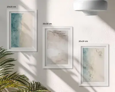 Subtle watercolor painterly texture framed triptych