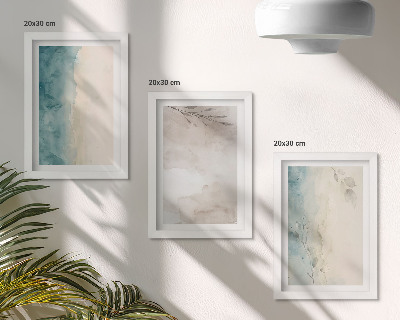 Framed triptych Subtle watercolor painterly texture