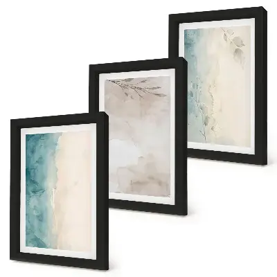 Subtle watercolor painterly texture framed triptych