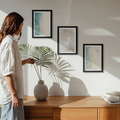 Framed triptych Subtle watercolor painterly texture