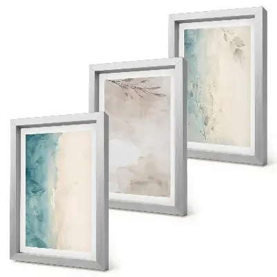 Subtle watercolor painterly texture framed triptych