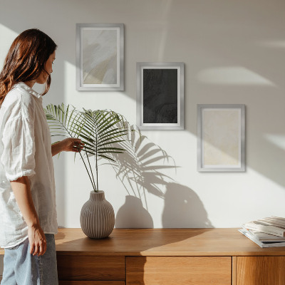 3-piece wall art set Structures in different shades of minimalism