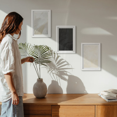 3-piece wall art set Structures in different shades of minimalism