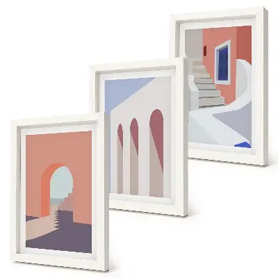Photo frame wall Illustrations of urban architecture in a minimalist style