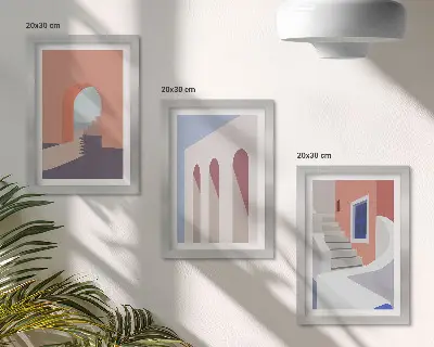 Photo frame wall Illustrations of urban architecture in a minimalist style