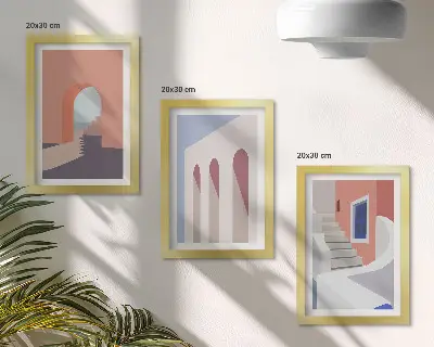 Photo frame wall Illustrations of urban architecture in a minimalist style
