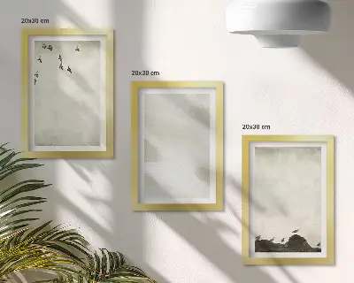 Minimalist Birds, Rocks, and Brush Strokes Wall Art framed triptych set