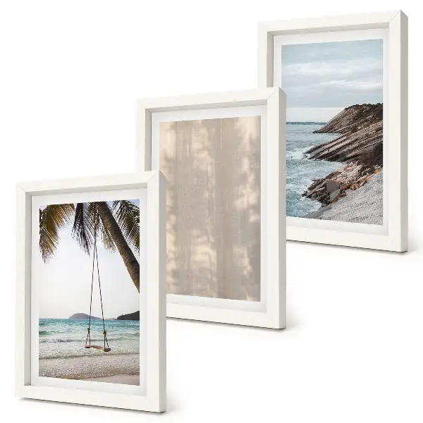 3-piece wall art set featuring summer sand and seaside landscape views
