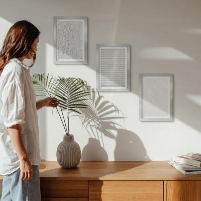 3-piece wall art set Bright string structures patterns in the sand