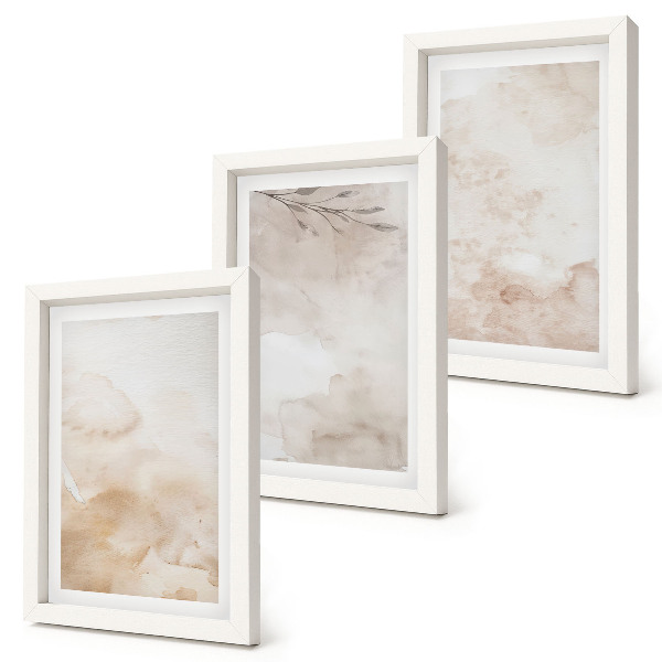 Photo frame wall Watercolor spots and leaves in pastel colors