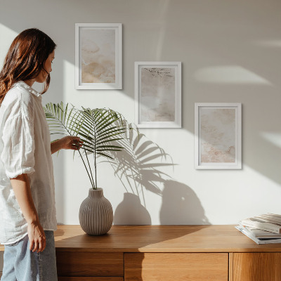 Photo frame wall Watercolor spots and leaves in pastel colors