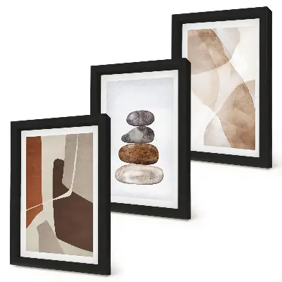 Abstract modern painting framed triptych wall decor