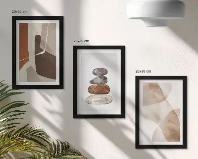 Abstract modern painting framed triptych wall decor