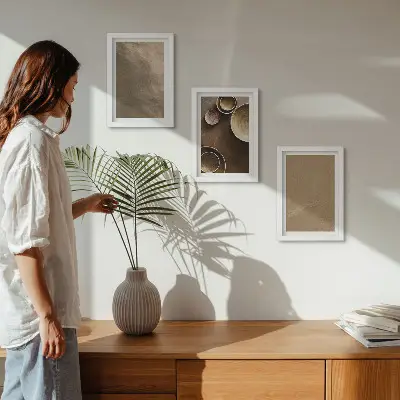 Stone structures modern minimalist wall art framed triptych