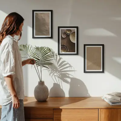 Stone structures modern minimalist wall art framed triptych