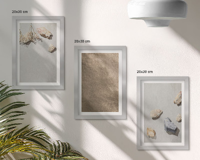 Framed triptych Beach stones natural structures