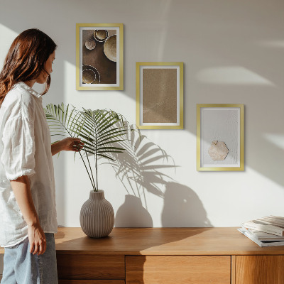 3-piece wall art set Minimalist textures in warm colors